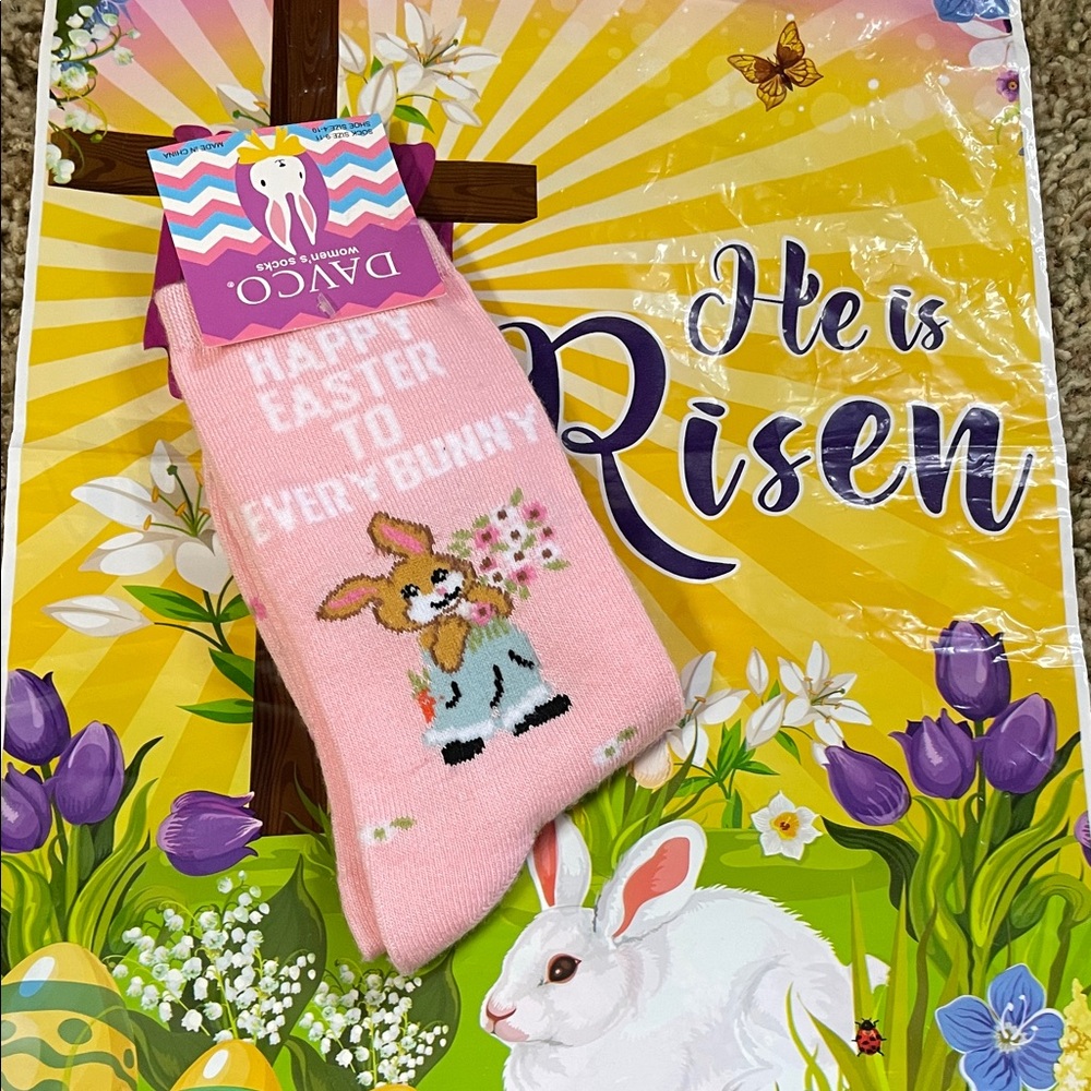 Pink Easter Bunny Socks
